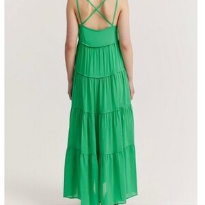 country road green maxi dress Country Road long one shoulder linen dress. Worn